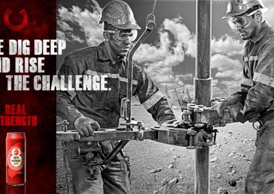 "We Dig Deep and Rise to the Challenge" - Real Strength Red Horse Beer